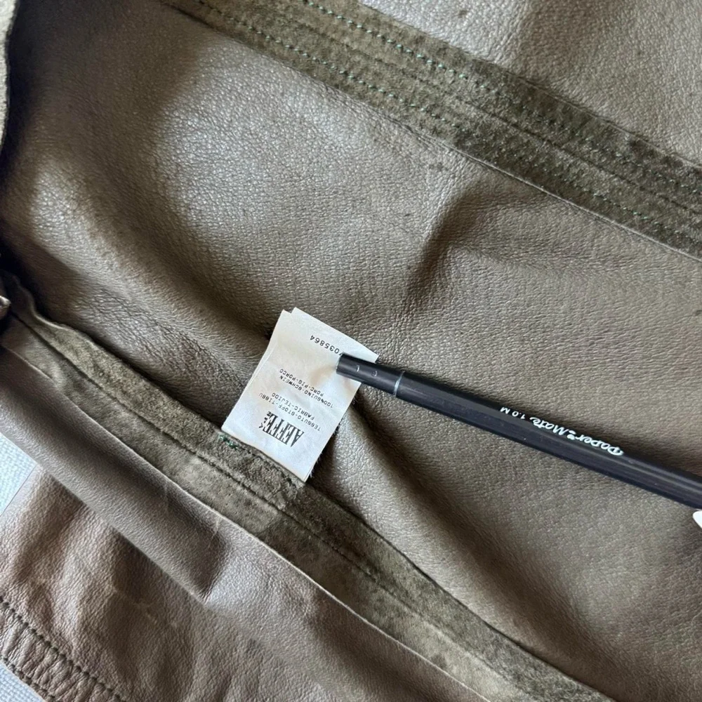 Moschino Cheap & Chic - Green Suede Leather Maxi Skirt - IT 46 - Size Large - Picture 5 of 5